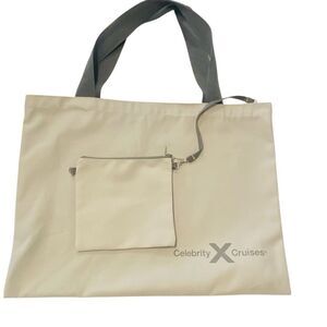 NWOT Celebrity Cruises 1st Class Retreat Canvas Tote Bag With Pouch Gray Large